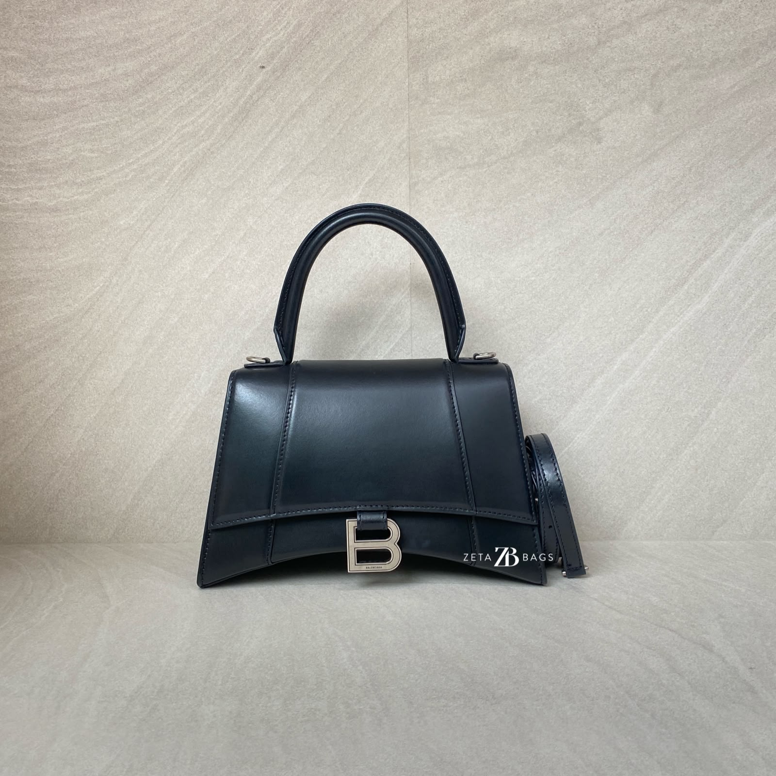 Balenciaga Hourglass Small Smooth Black SHW