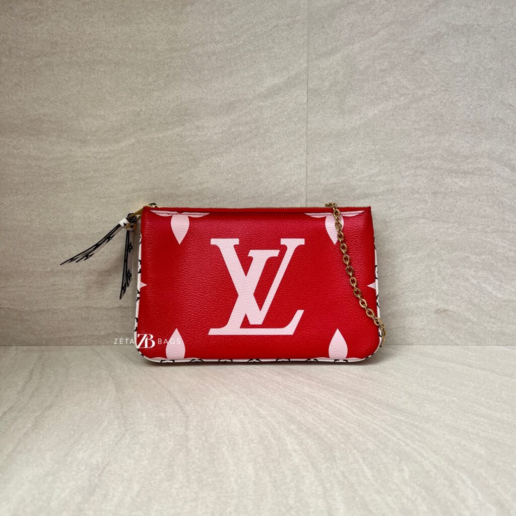 Louis Vuitton Pochette Double Zip Monogram Red Pink GHW