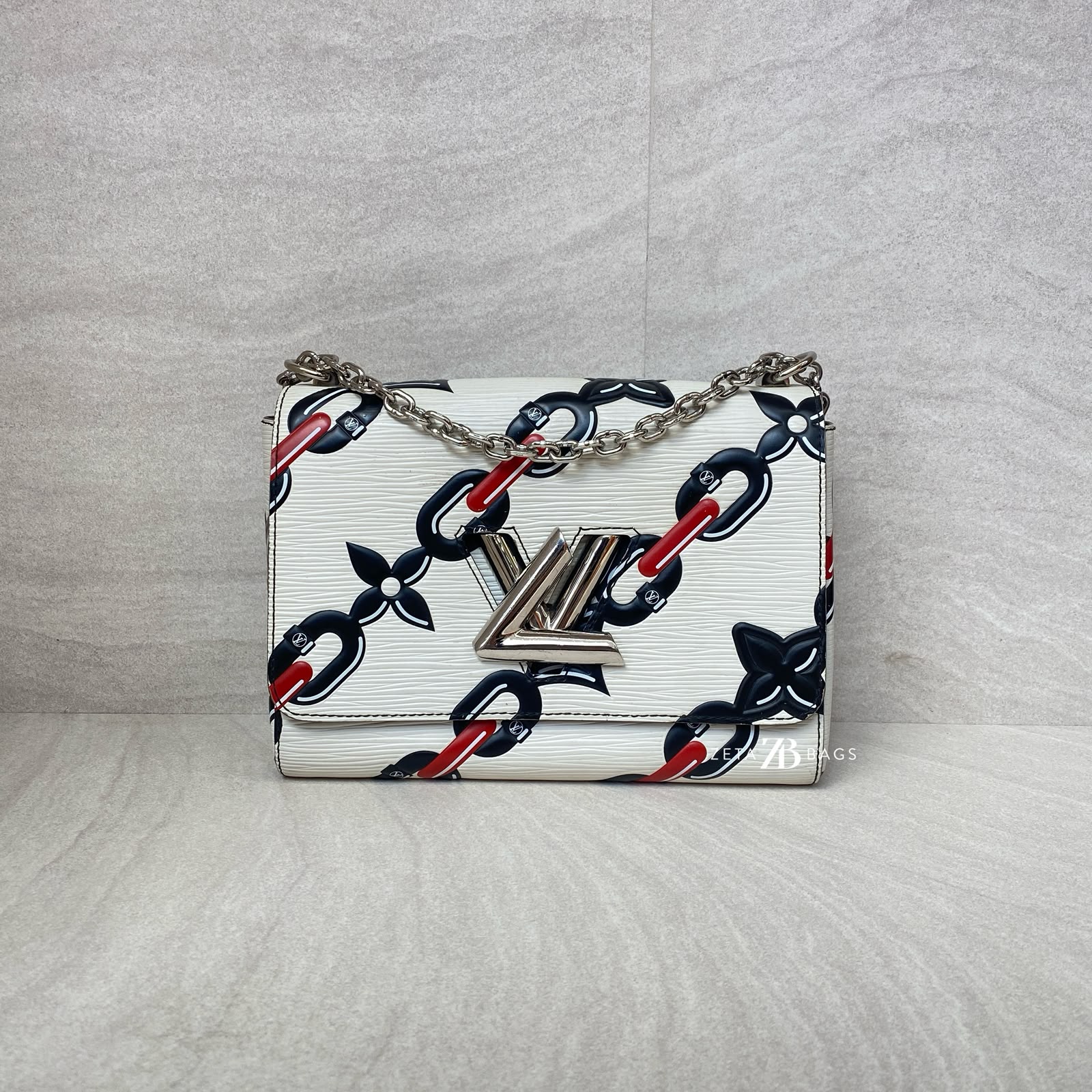 Louis Vuitton Twist MM Epi Chain Flowers White Black Red SHW