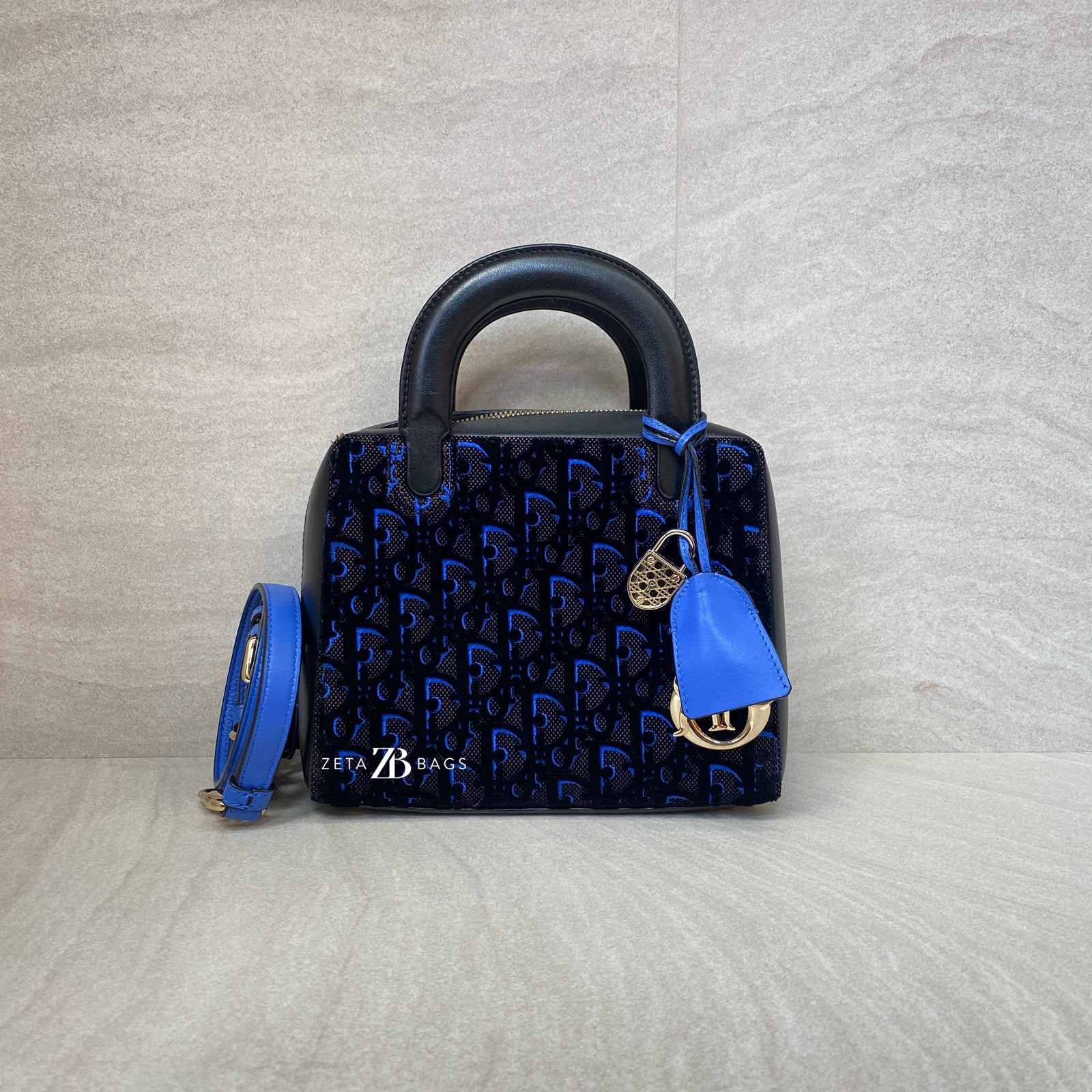 Dior Lily Bowling Black Blue Velvet GHW