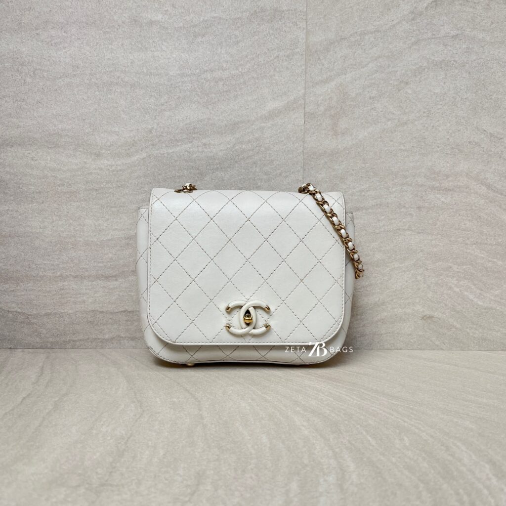 Chanel CC Case Flap Calfskin White GHW
