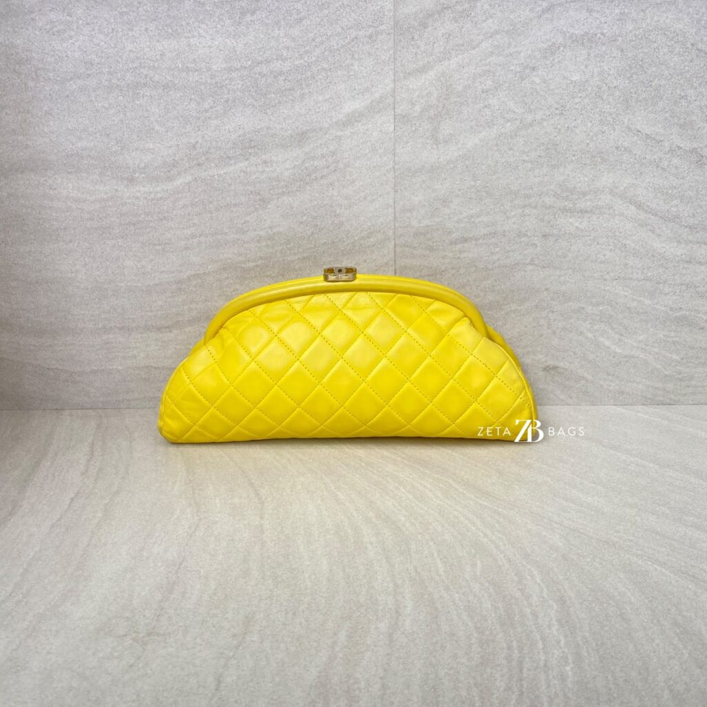 Chanel Timeless Clutch Lambskin Yellow GHW