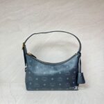 MCM Aren Visetos Hobo Bag Black GHW