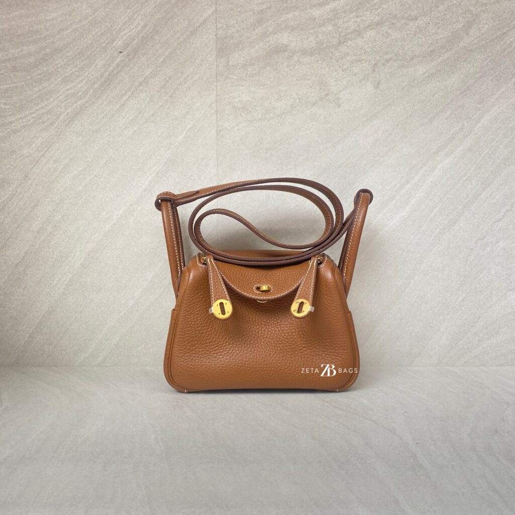 Hermes Mini Lindy Clemence Gold GHW