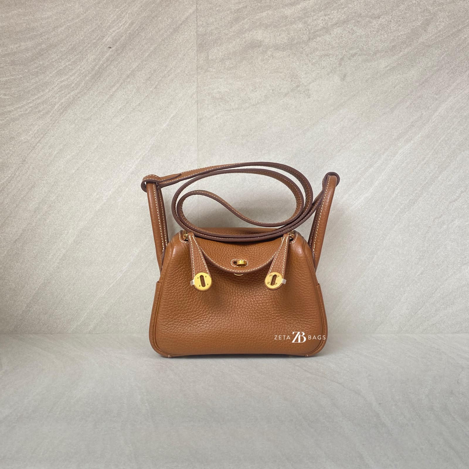 Hermes Mini Lindy Clemence Gold GHW