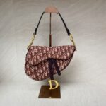 Dior Saddle Medium Oblique Canvas Maroon GHW
