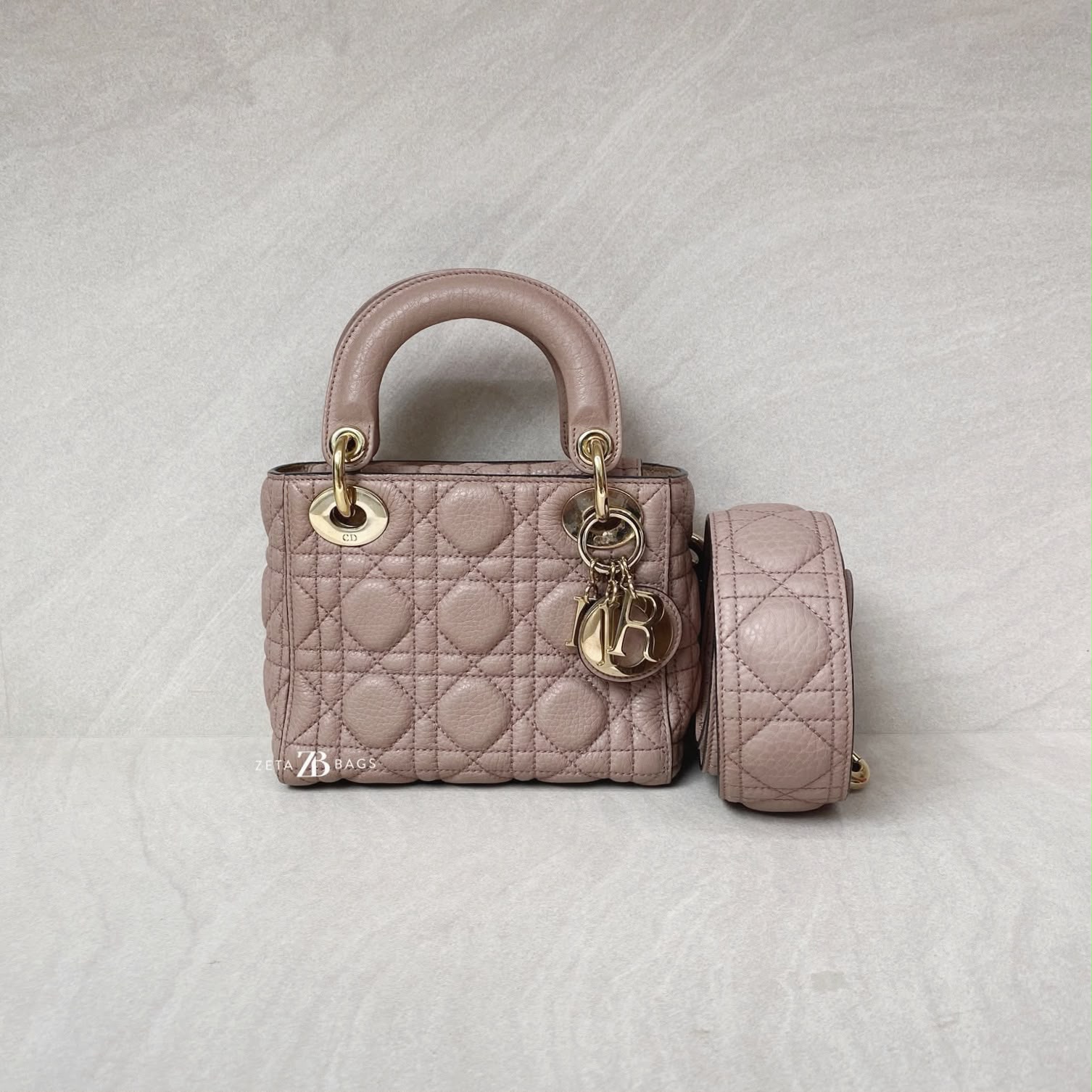 Dior Lady Dior Mini Supple Dark Beige GHW