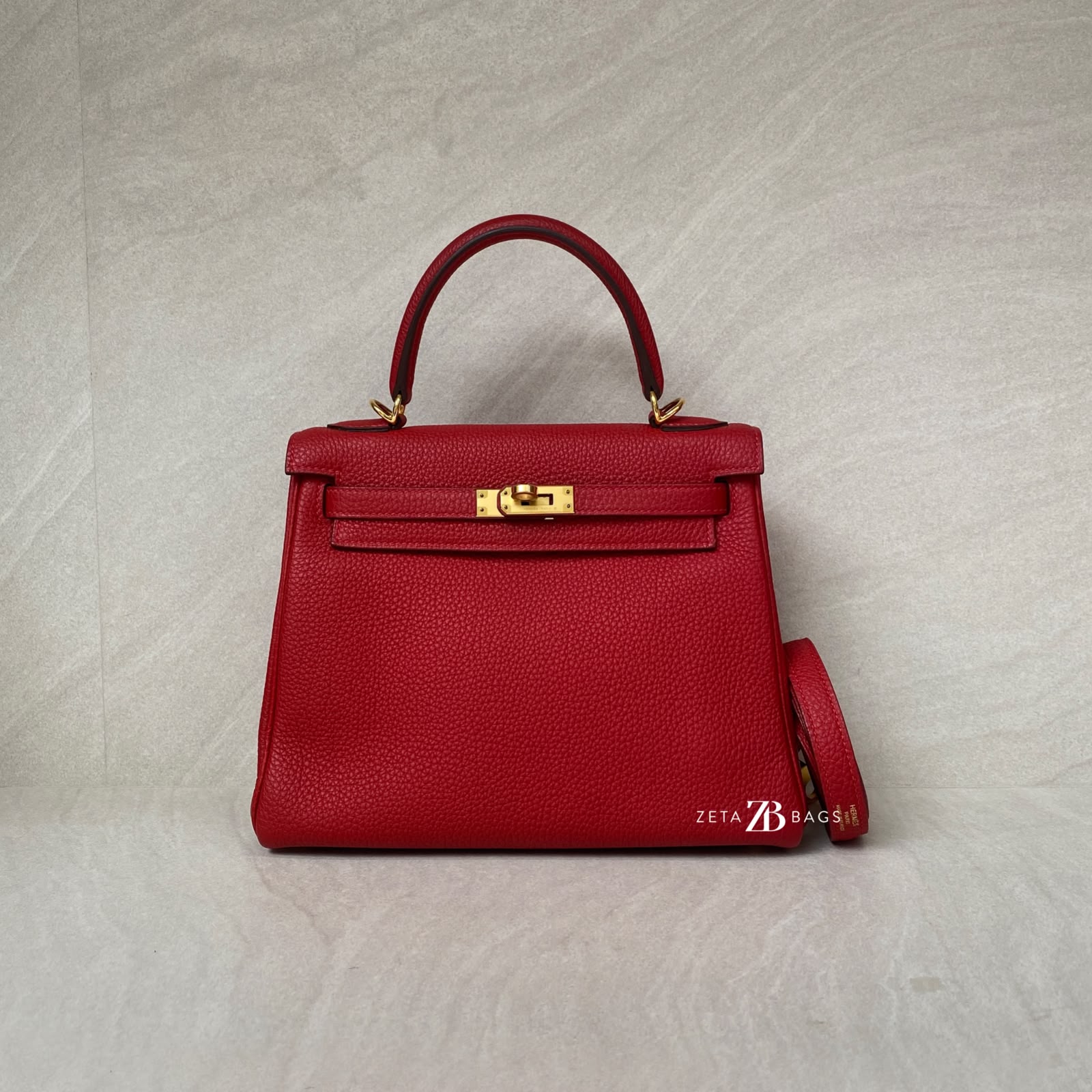 Hermes Kelly 25 Togo Rouge GHW