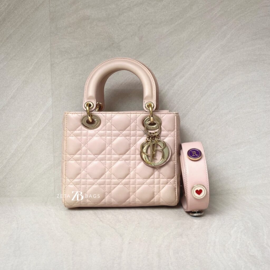 Dior Lady Dior Small Lambskin Powder Pink GHW