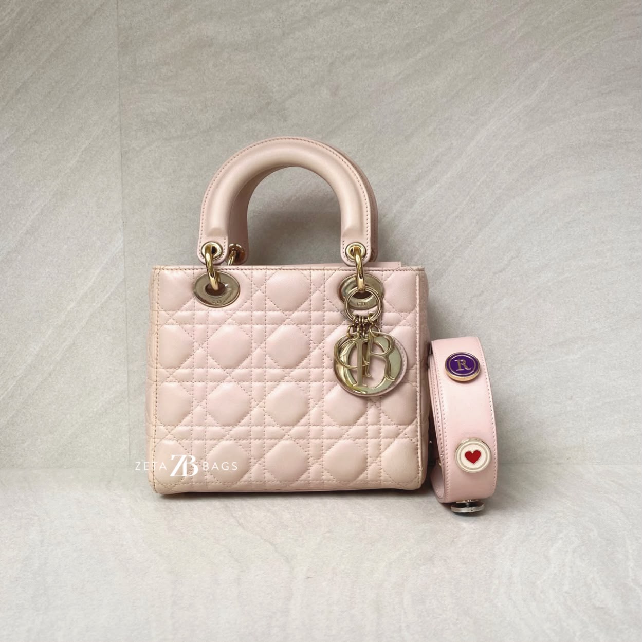 Dior Lady Dior Small Lambskin Powder Pink GHW