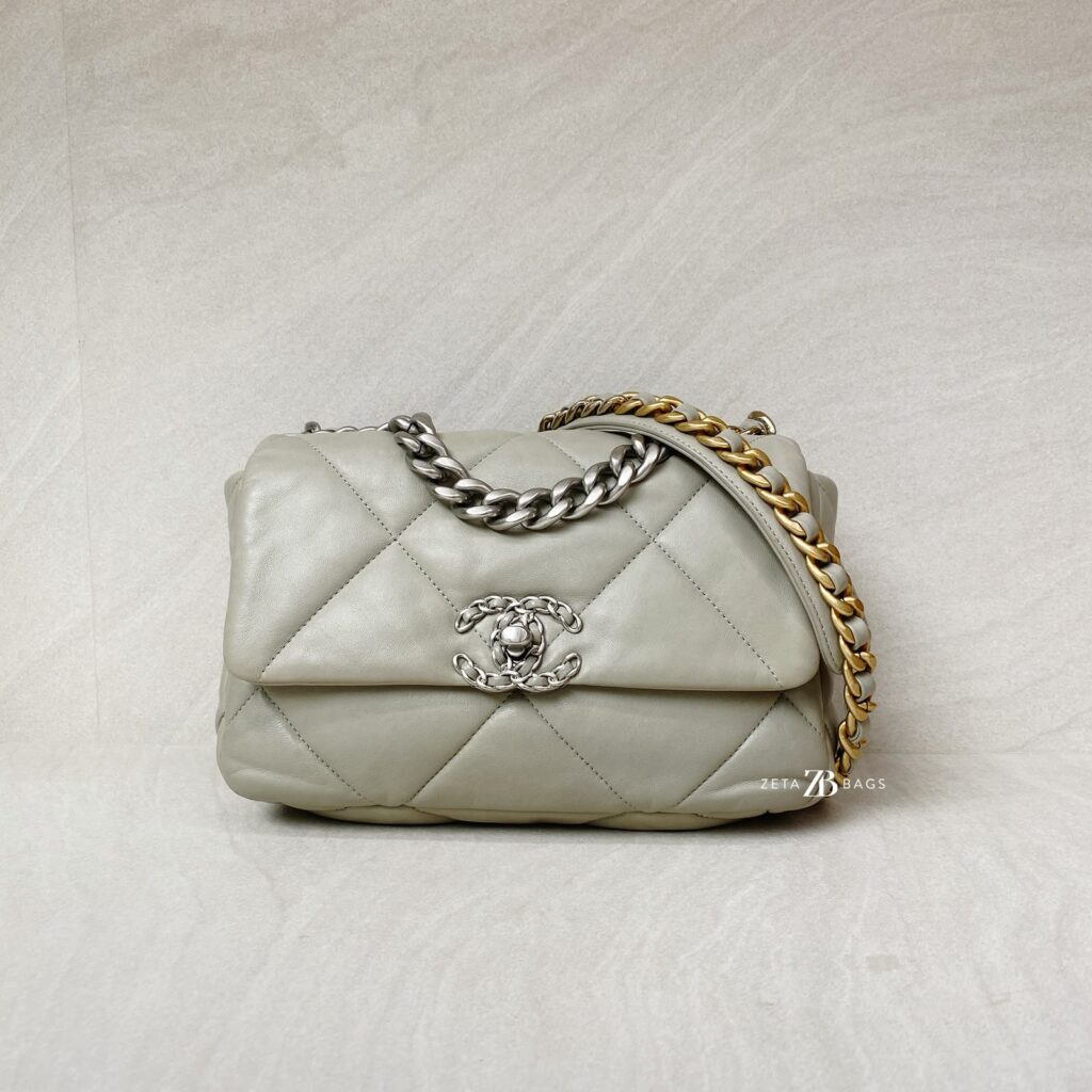 Chanel C19 Small Lambskin Light Grey SHW