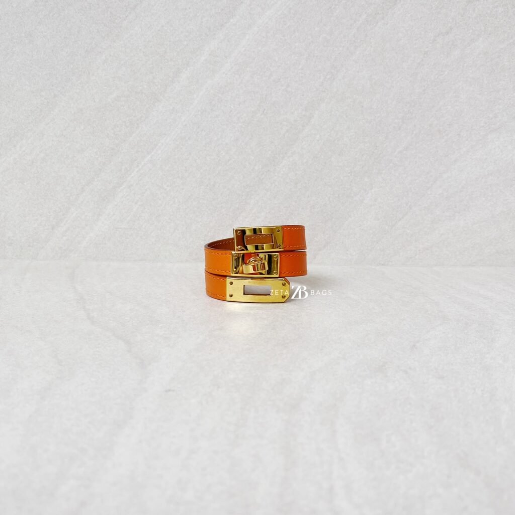 Hermes Kelly Bracelets Double Tour Swift Orange GHW