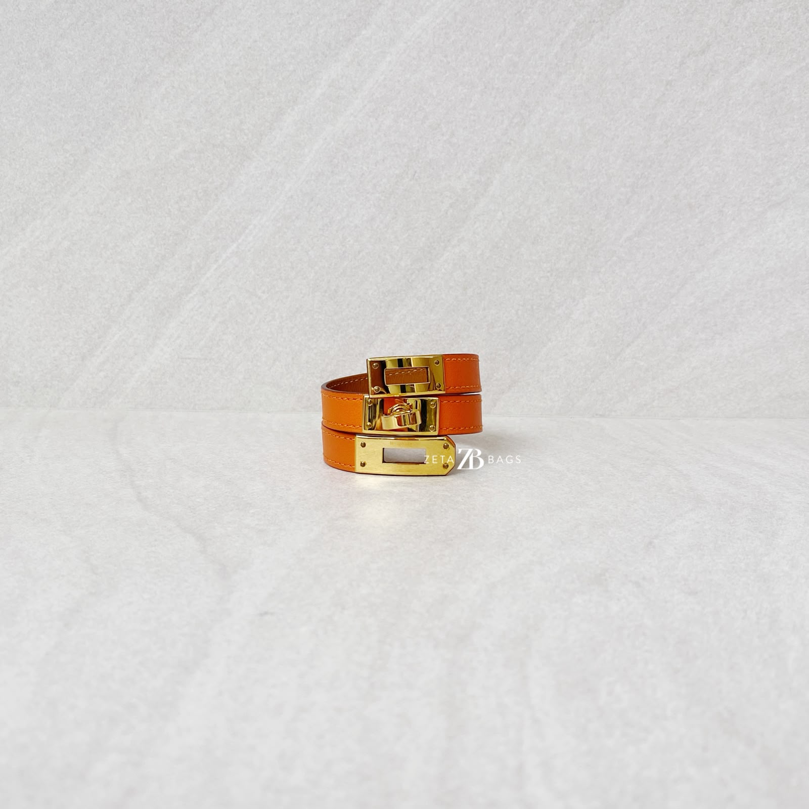 Hermes Kelly Bracelets Double Tour Swift Orange GHW