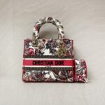 Dior Lady Dior Medium Canvas Embroidered Butterfly Print GHW