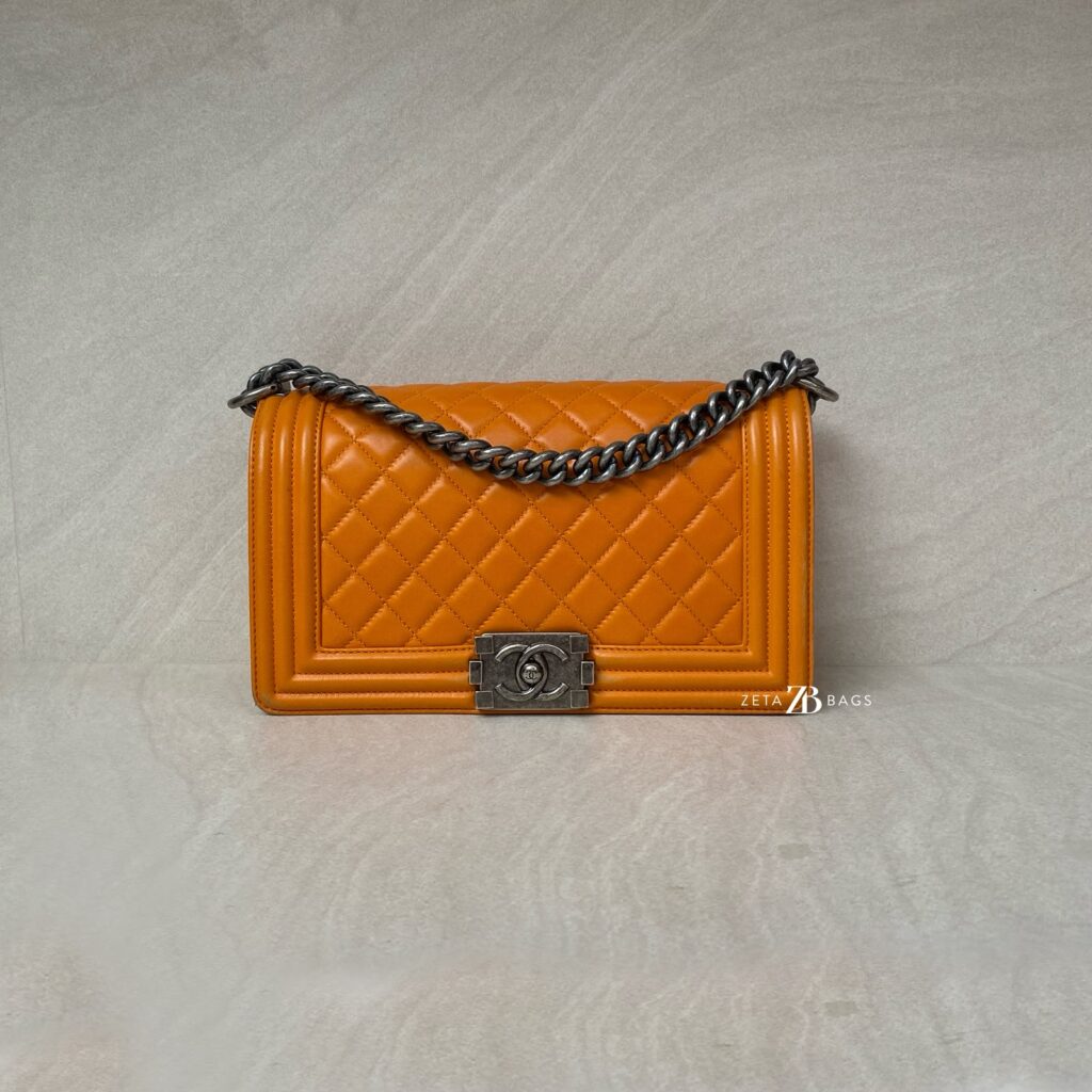 Chanel Boy 25 Lambskin Orange RHW