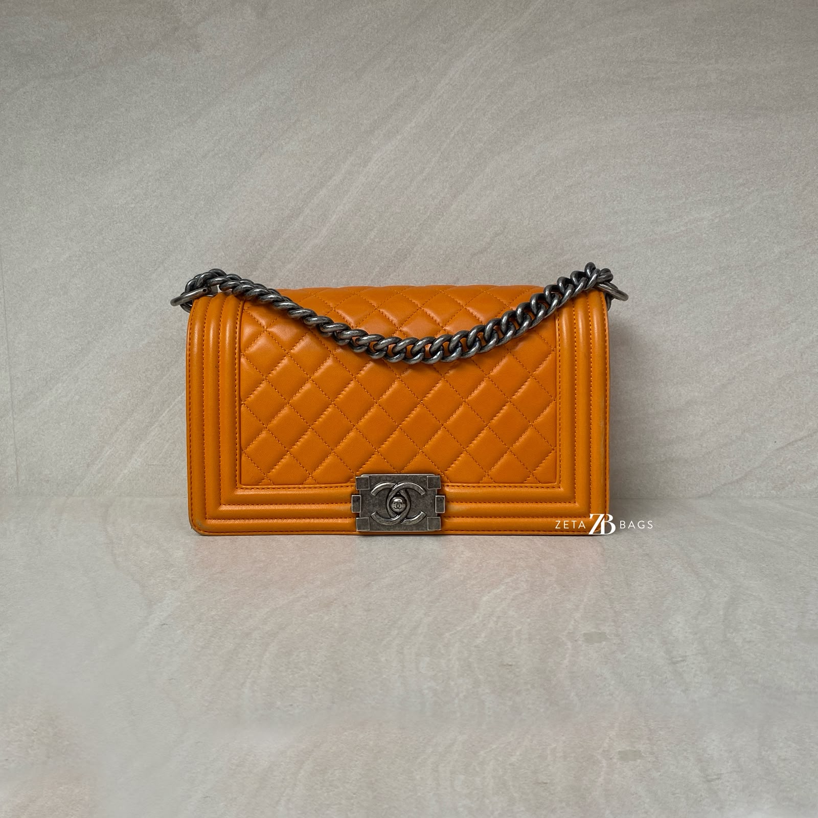 Chanel Boy 25 Lambskin Orange RHW