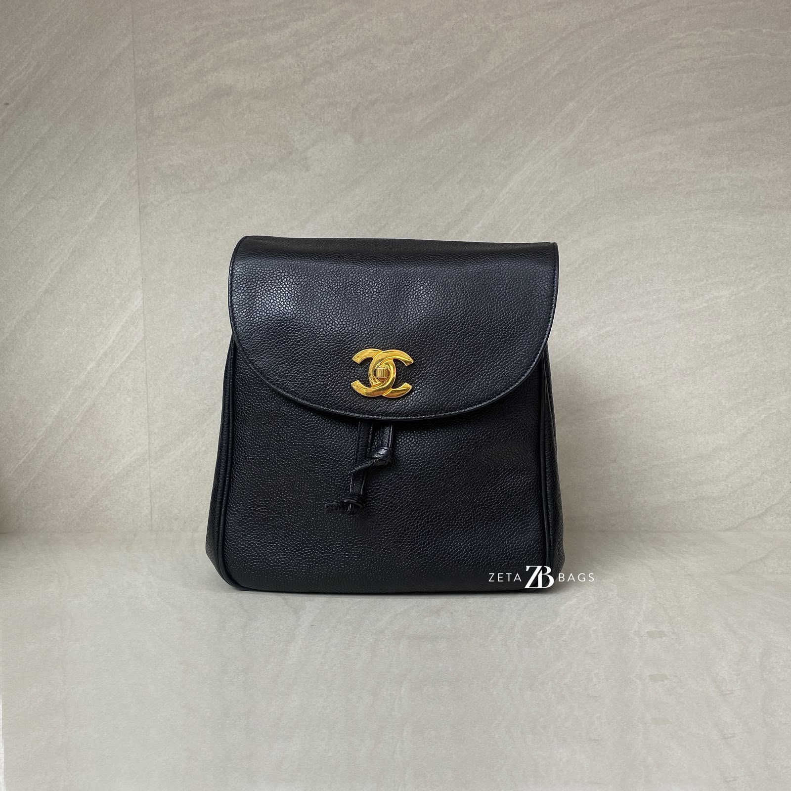 Chanel Vintage CC Backpack Caviar Black GHW