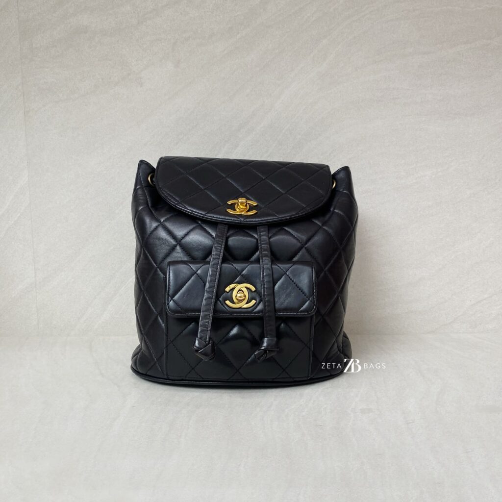 Chanel Vintage Duma Backpack Lambskin Black GHW
