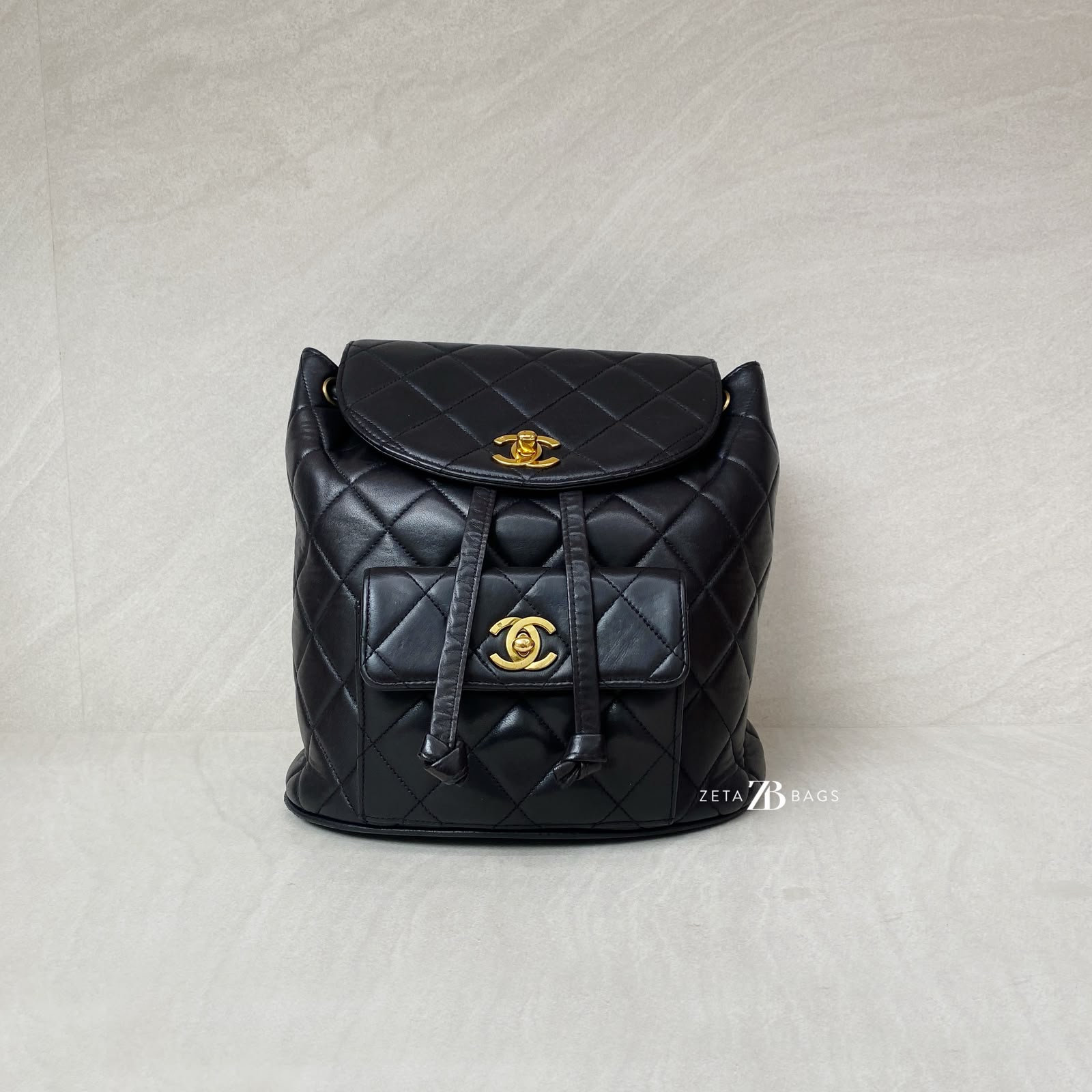 Chanel Vintage Duma Backpack Lambskin Black GHW