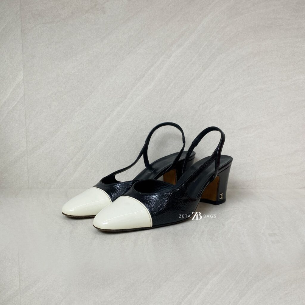 Chanel Slingback Pump Black White SHW