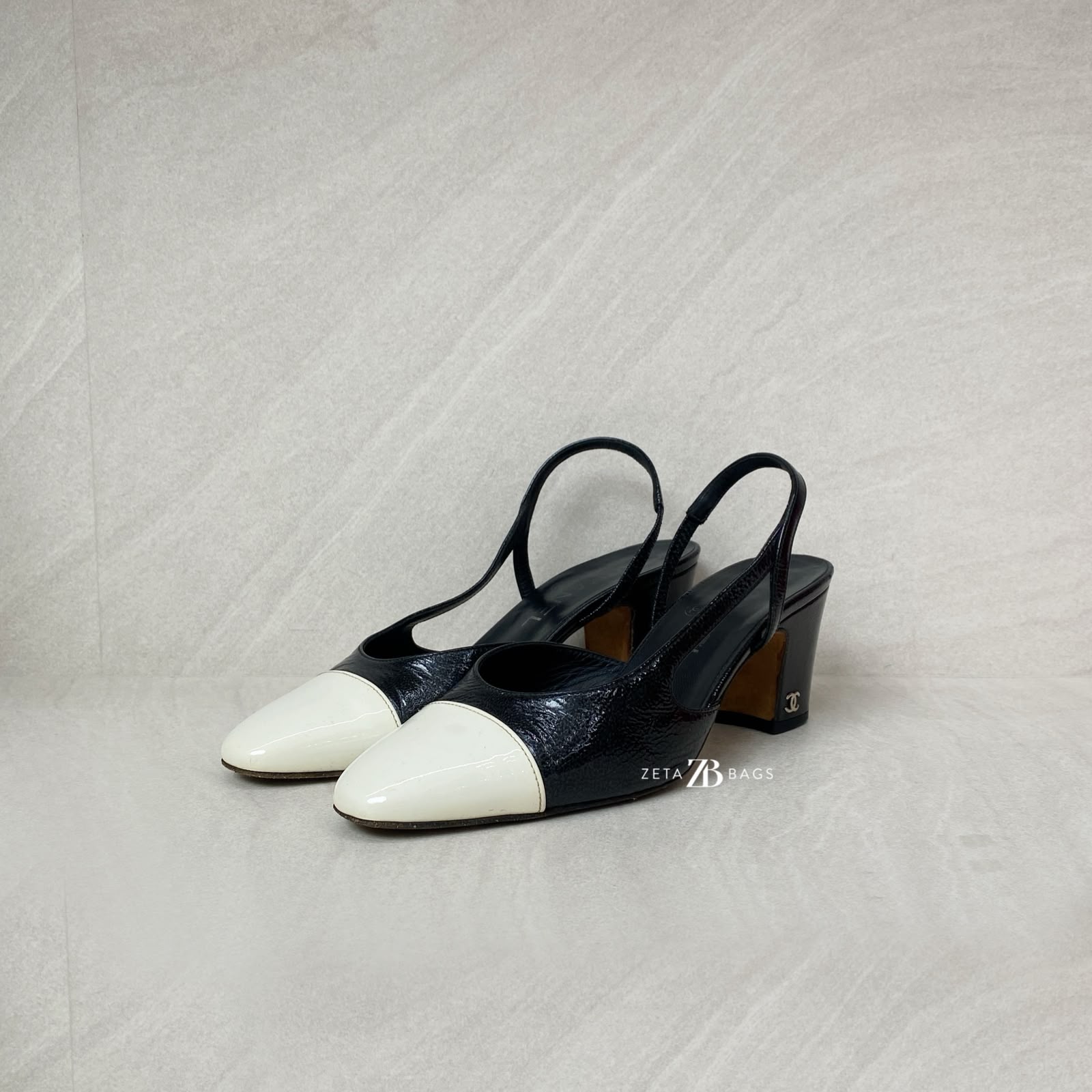 Chanel Slingback Pump Black White SHW