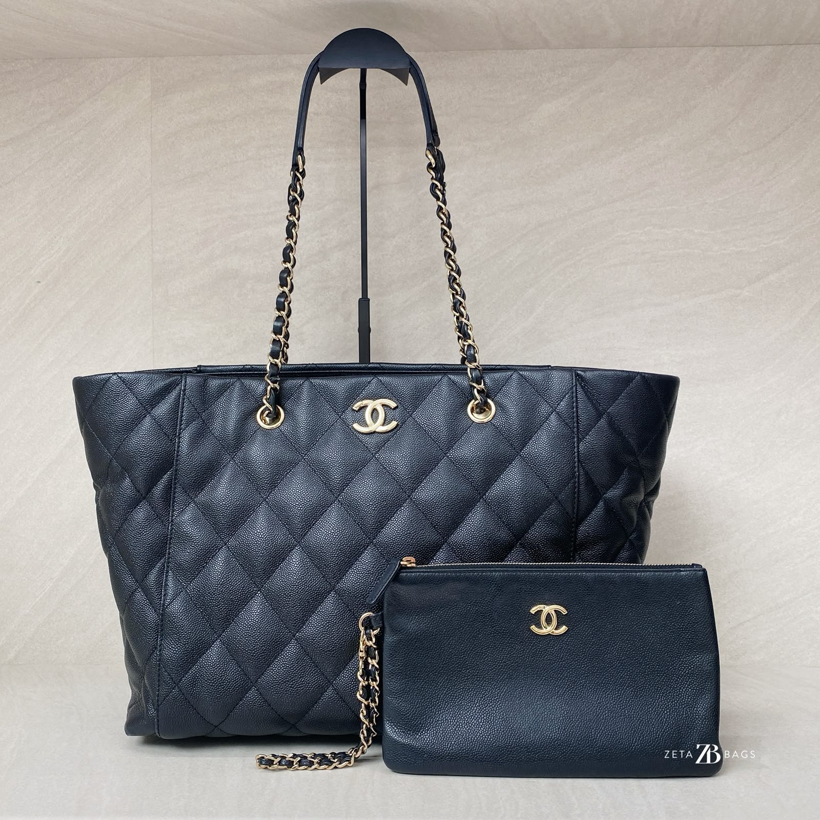 Chanel Shopping Tote Bag Cavier Black GHW