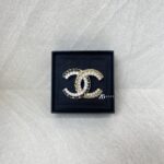 Chanel CC Crystals Pearl Leather Gold Black