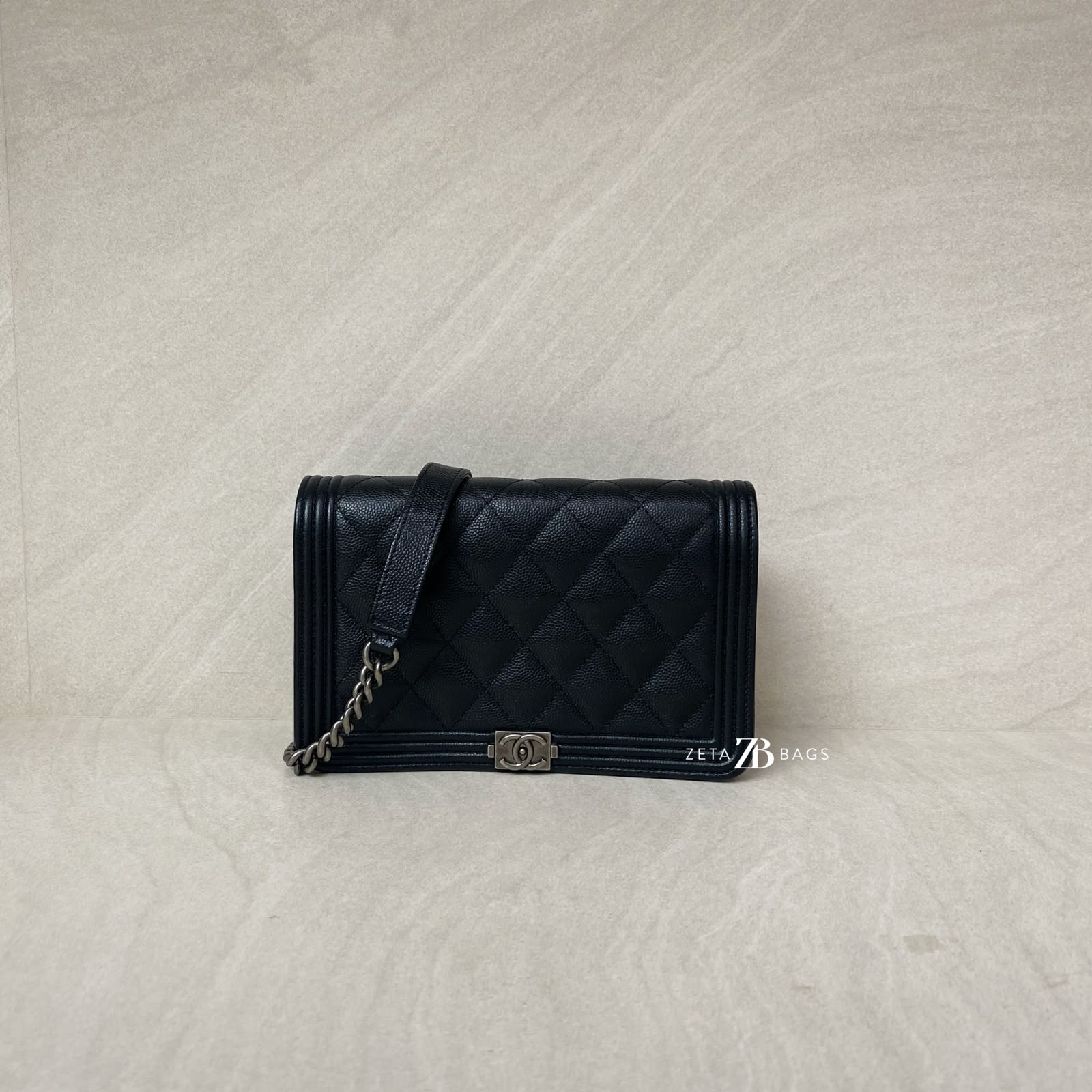 Chanel Boy Wallet On Chain Caviar Black RHW