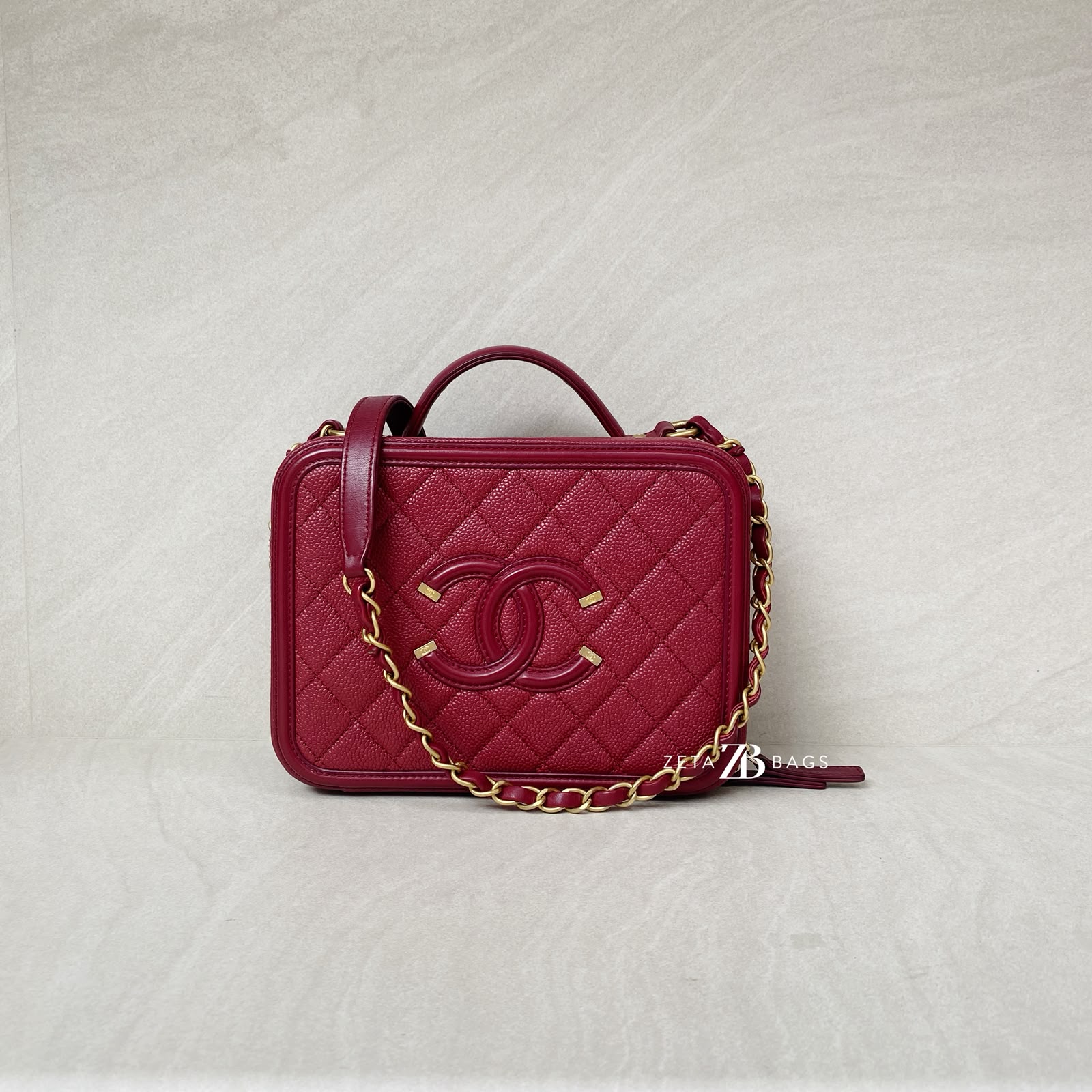 Chanel Filigree Vanity Caviar Maroon GHW