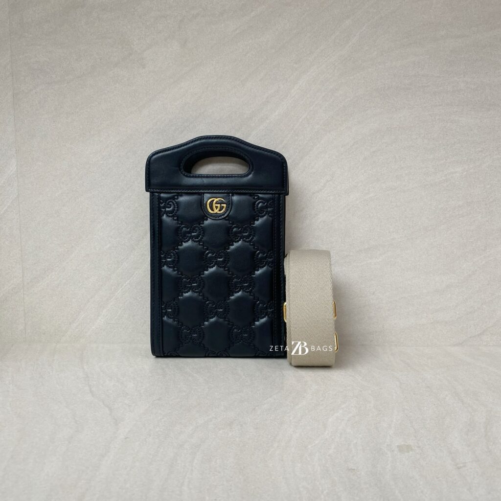 Gucci GG Matelasse Top Handle Leather GG Black GHW
