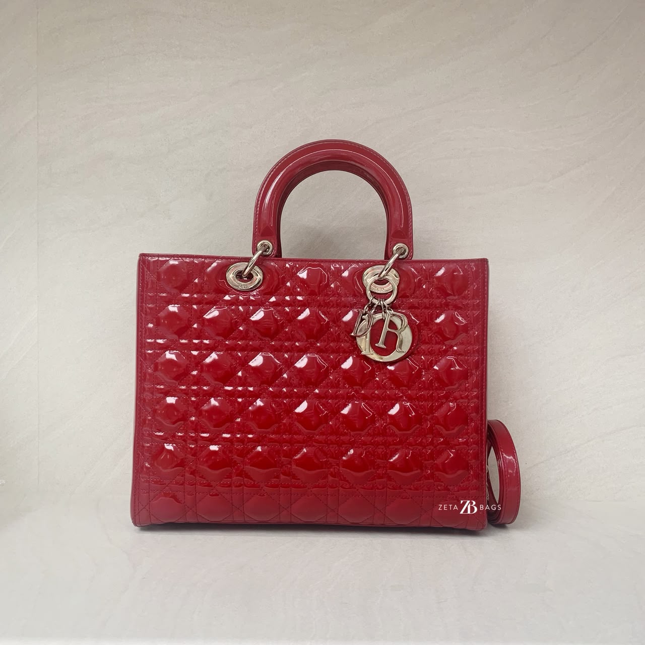 Dior Lady Dior Large Vernis Red GHW