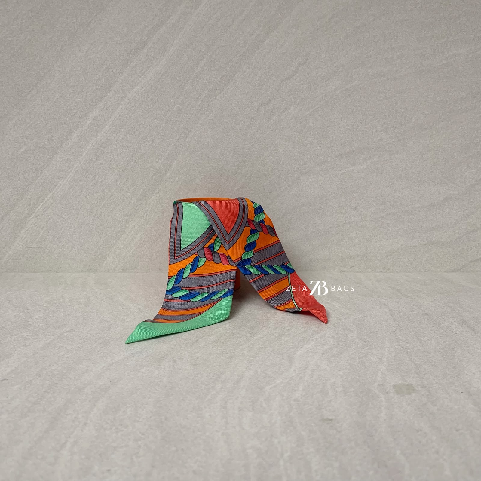 Hermes Twilly Grande Tenue Orange/Bleu/Gris