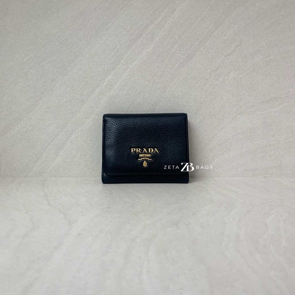 Prada Trifold Wallet Black GHW
