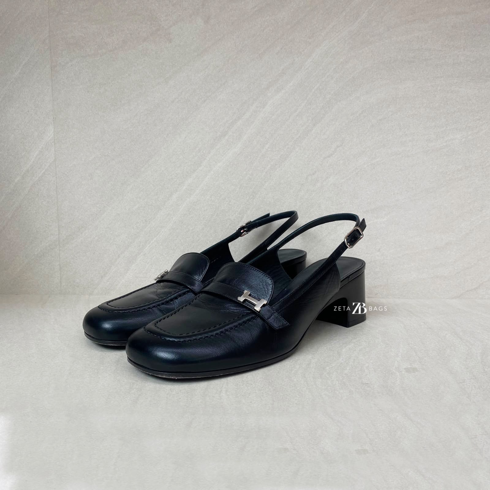 Hermes Infinie Slingback Noir PHW