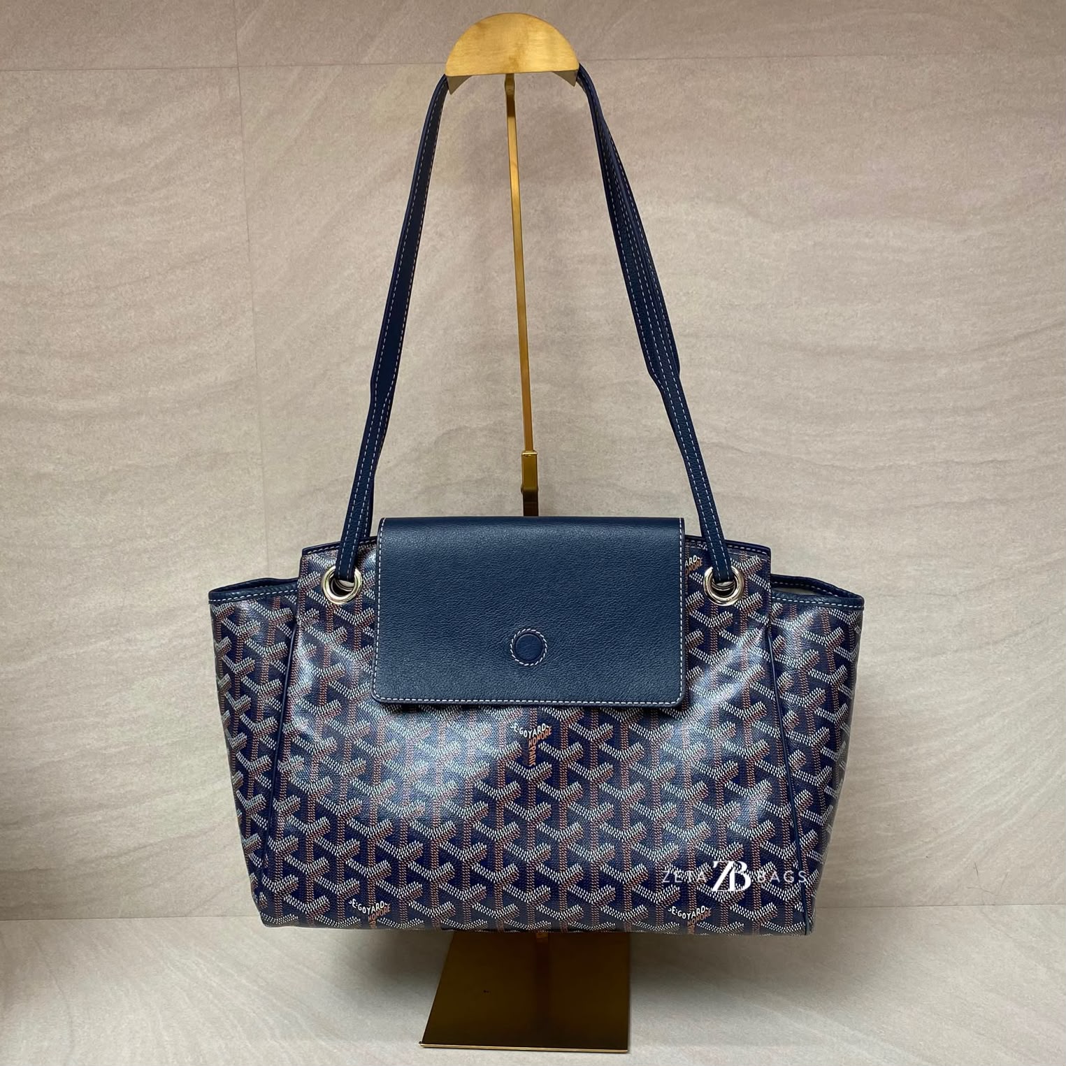 Goyard Rouette  Souple PM Goyardine Bleu Marine SHW