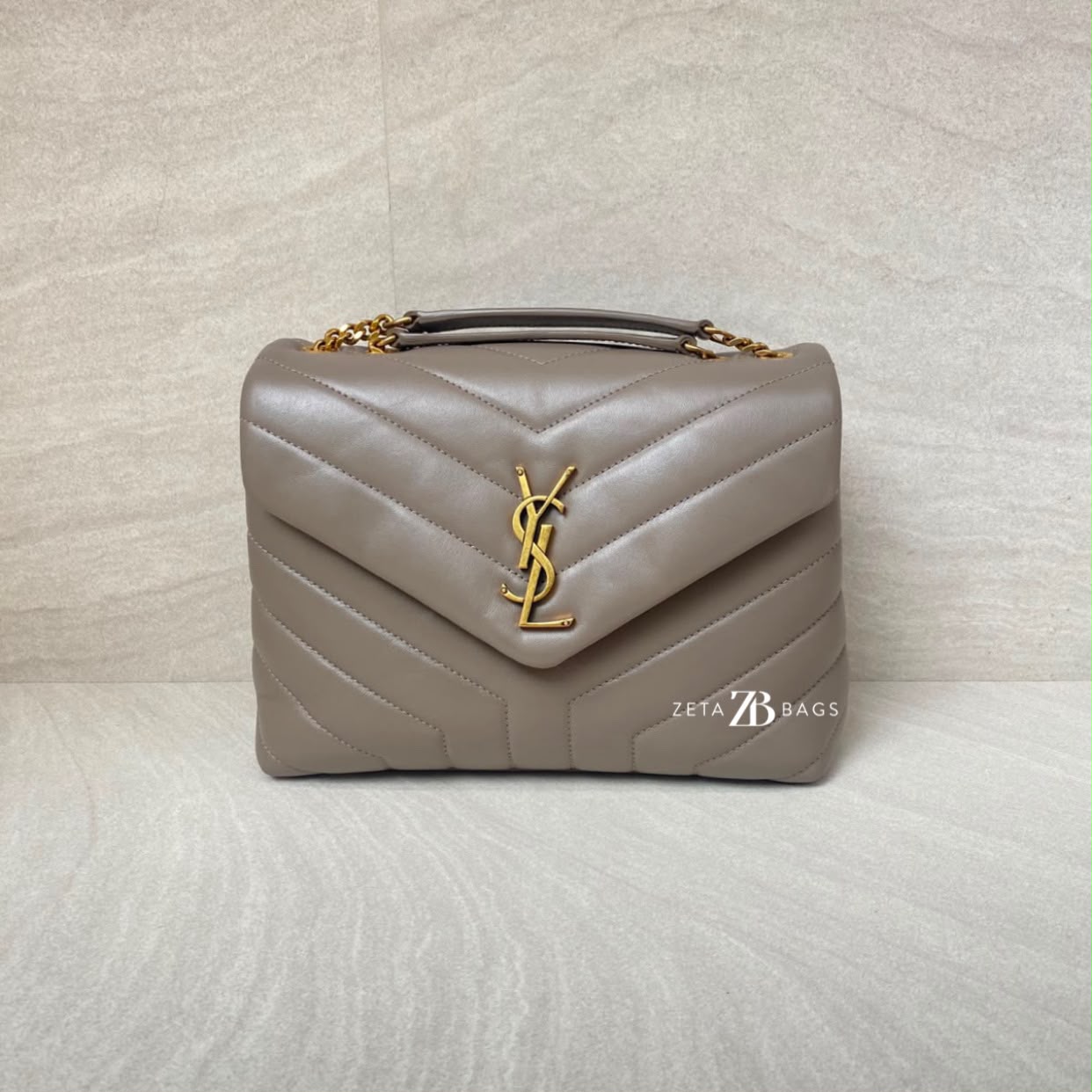 Saint Laurent Lou Lou Small Etoupe GHW