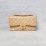 Chanel Medium Classic D Flap Caviar Beige GHW