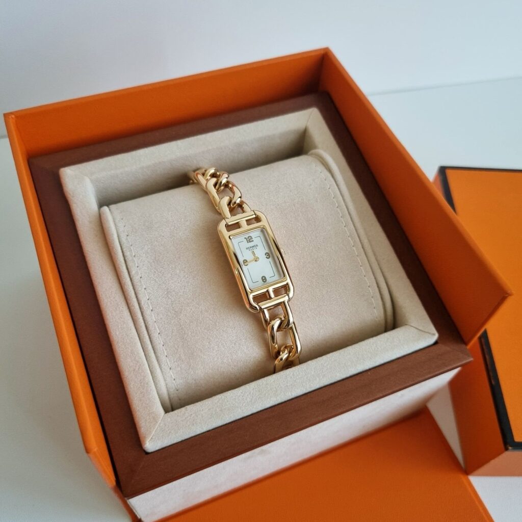 Hermes Nuntacket Watch Rose Gold Complete Set (Chain Solid 22K Rose Gold)