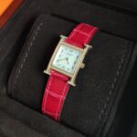 Hermes Hour PM Rose Gold Full Diamond Braise Croco Complete Set