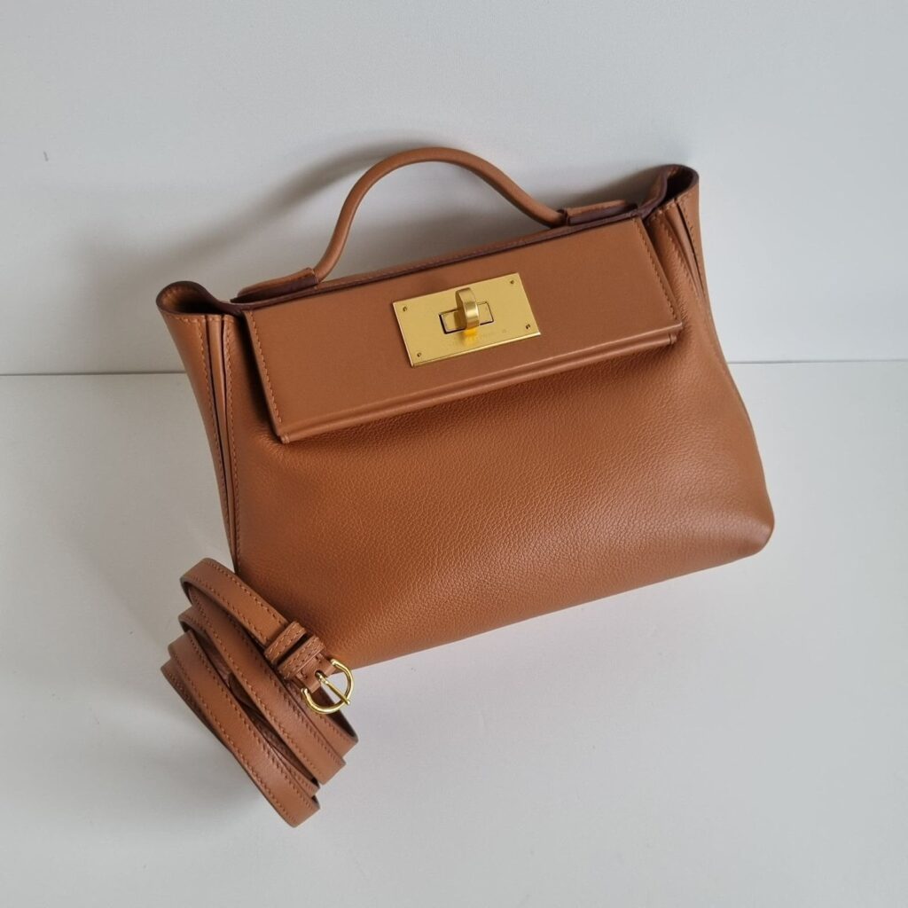 Hermes Mini 2424 Gold Evercolor Gold Hardware