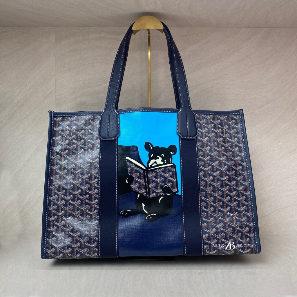 Goyard Villette Tote Bulldog Goyardine Bleu Marine