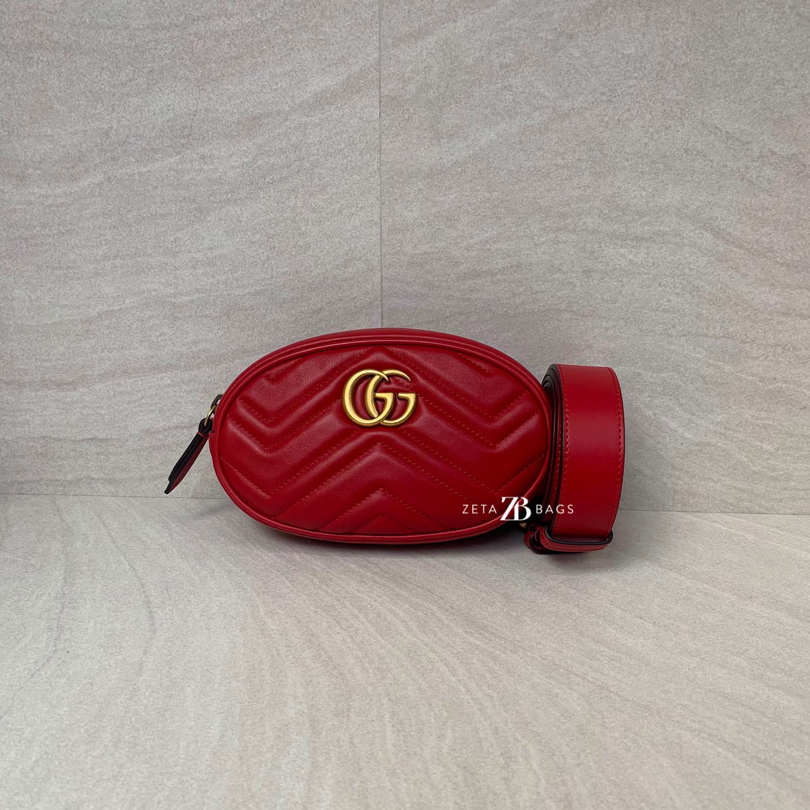 Gucci Marmont Belt Bag Red GHW
