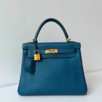 Hermes Kelly 25 Deep Blue Togo Gold Hardware