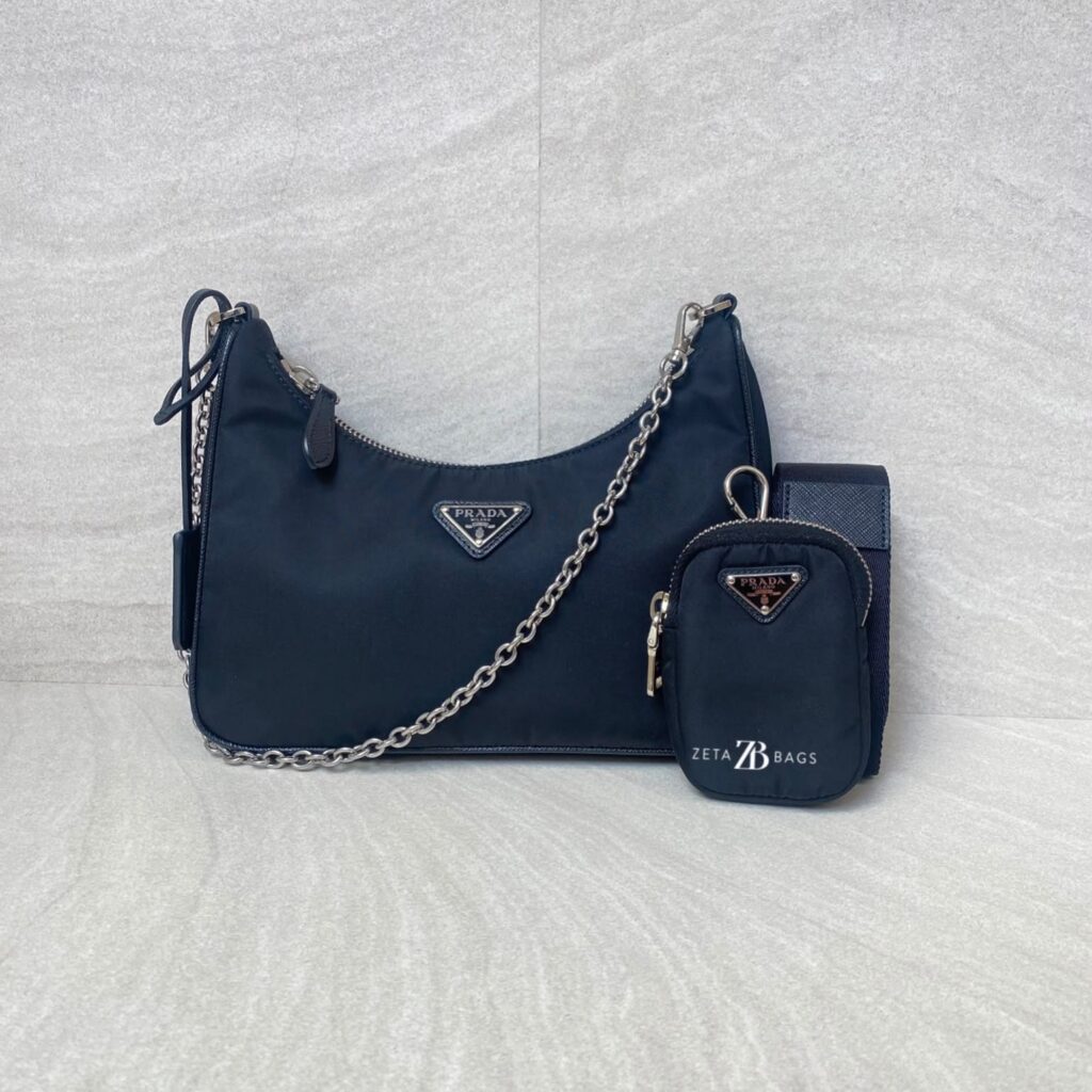 Prada Re-Edition 2005 Saffiano Bianco Nero SHW