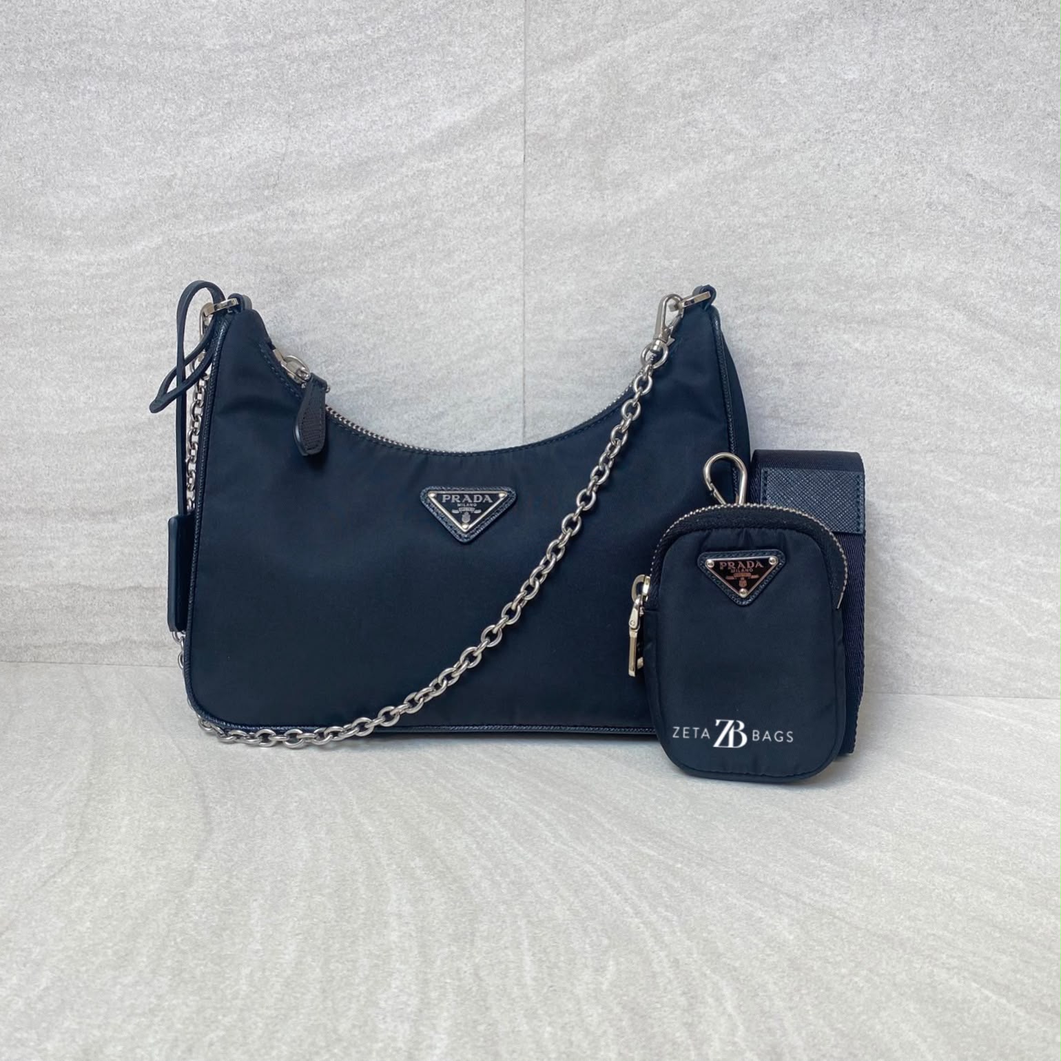 Prada Re-Edition 2005 Saffiano Bianco Nero SHW