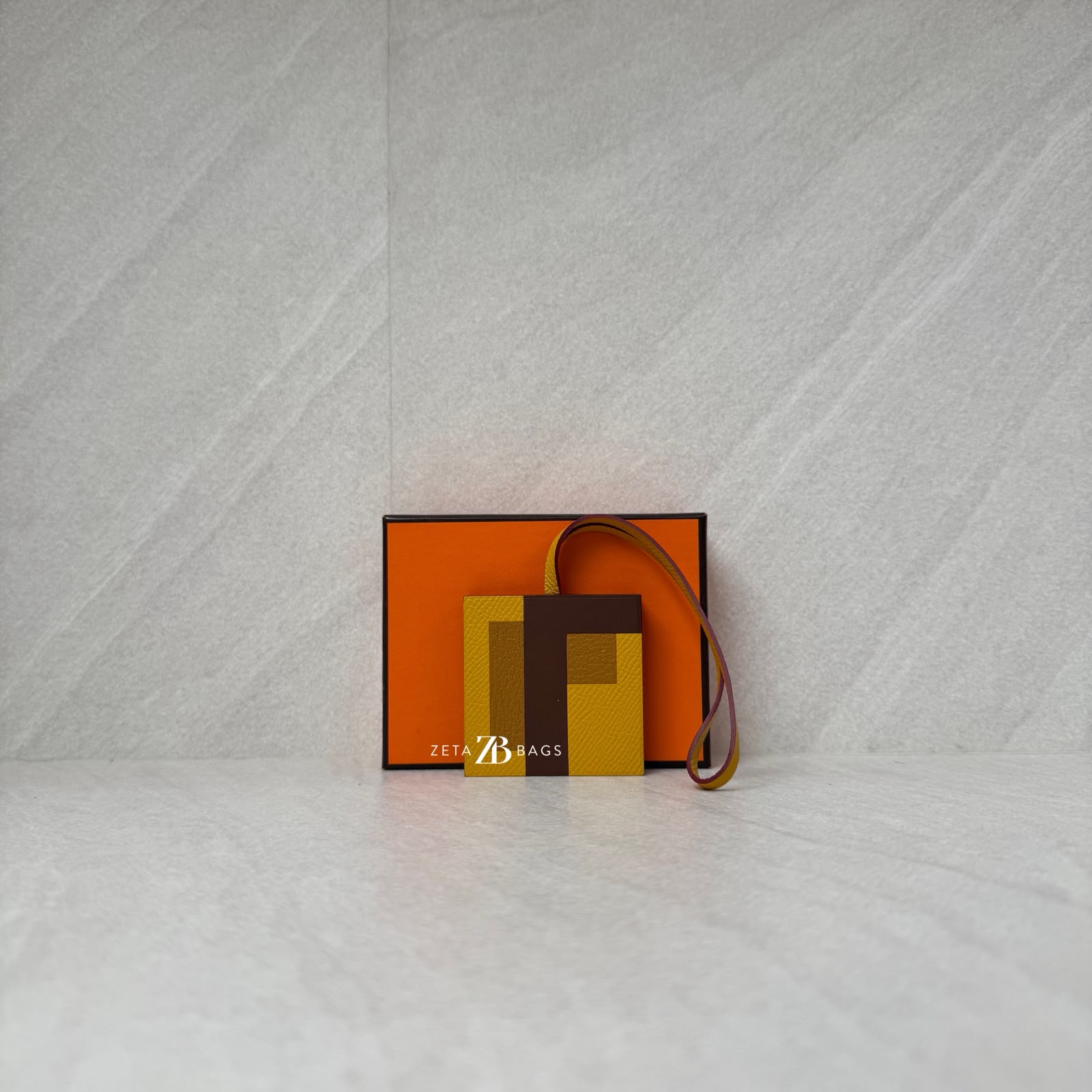 Hermes Letre “F” Bag Charm Jaune/Ebene/Gold