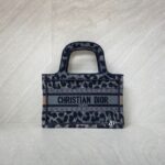 Dior Mini Book Tote Leopard Canvas Grey