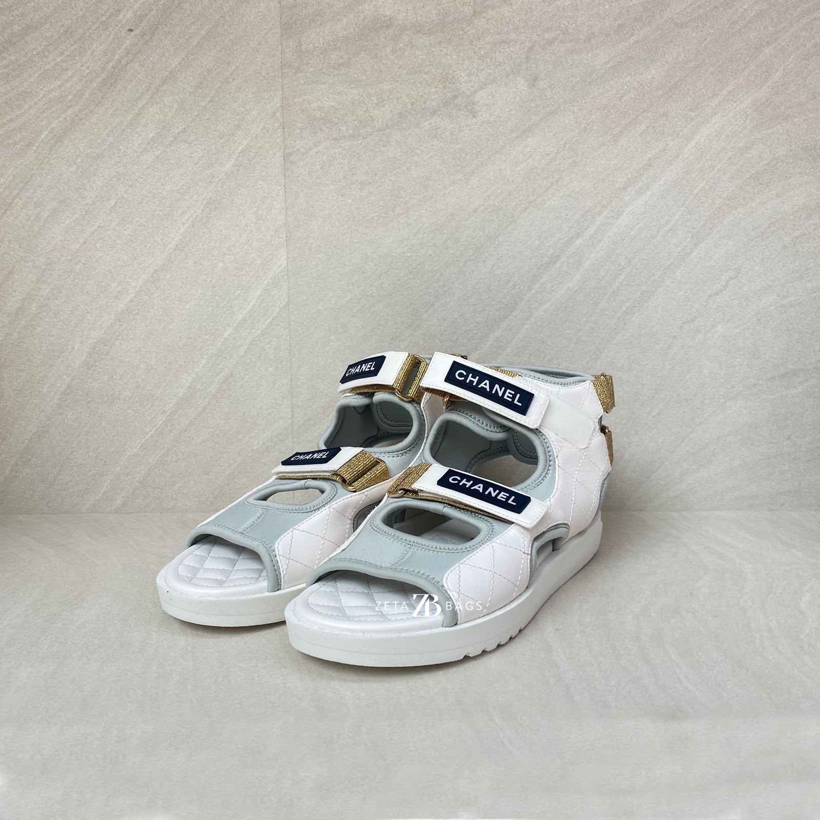 Chanel Gladiator Sandal White Light Grey