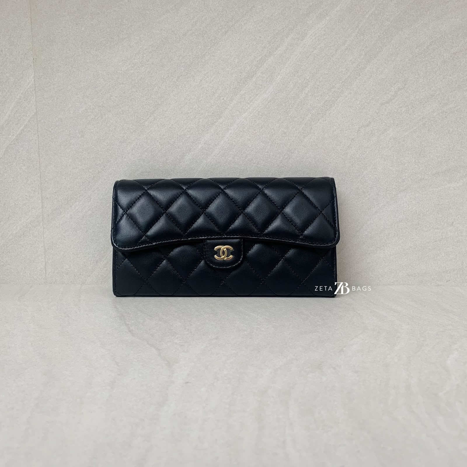 Chanel Classic Long Wallet Lambskin Black GHW