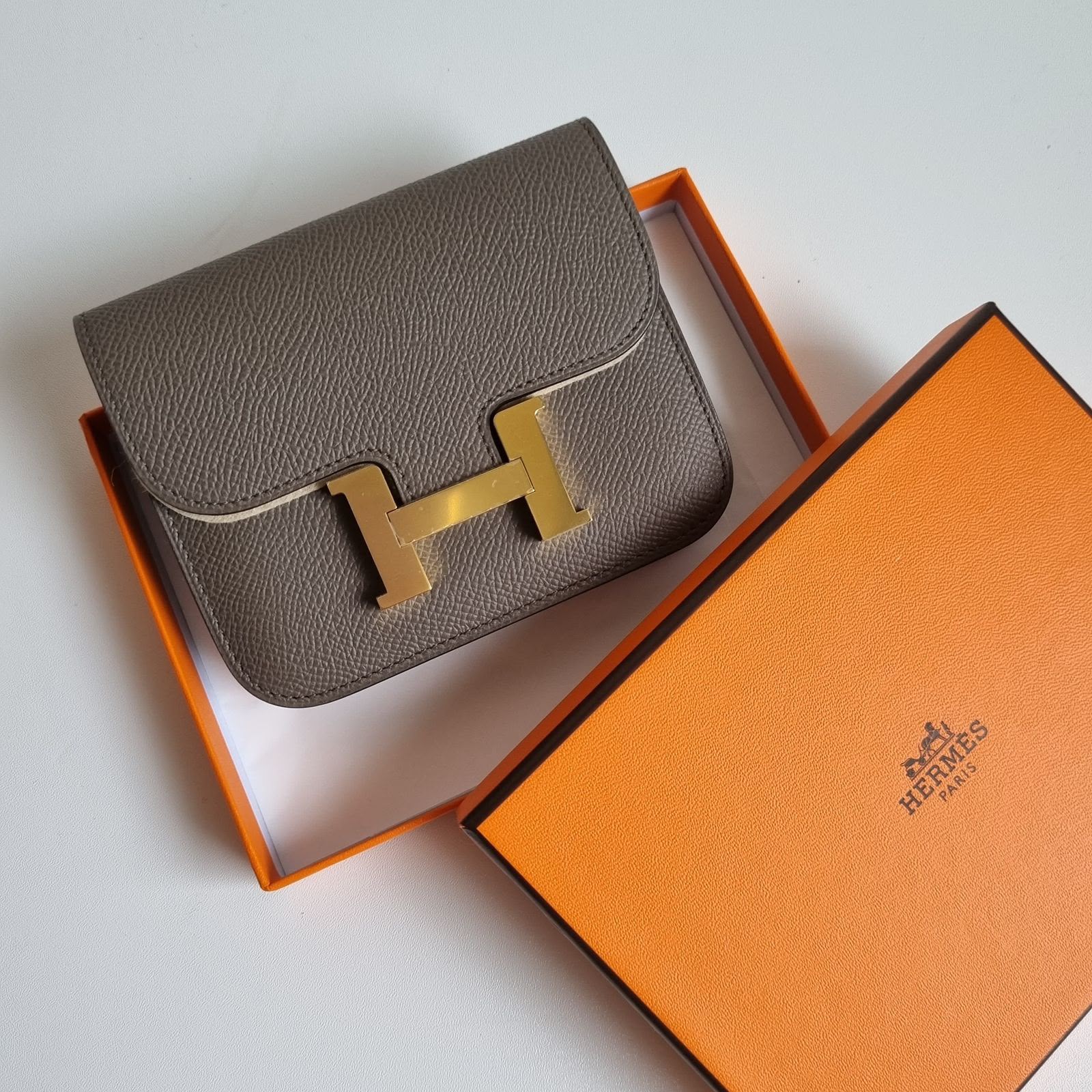 Hermes Constance Slim Etoupe Epsom Gold Hardware